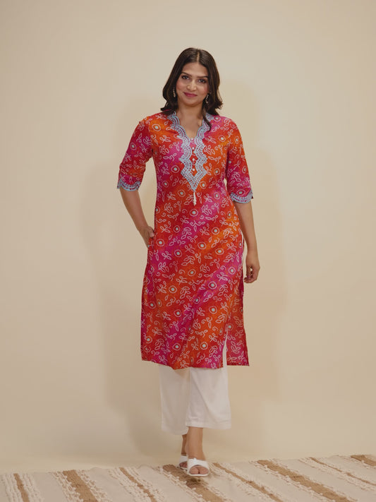 Soft Cotton Bandhani Kurta