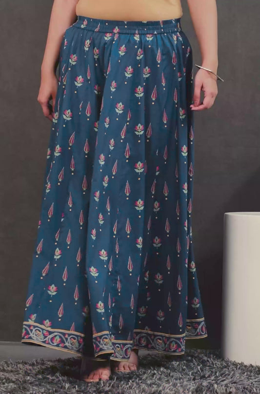 Soft Cotton Floral Blue Skirt