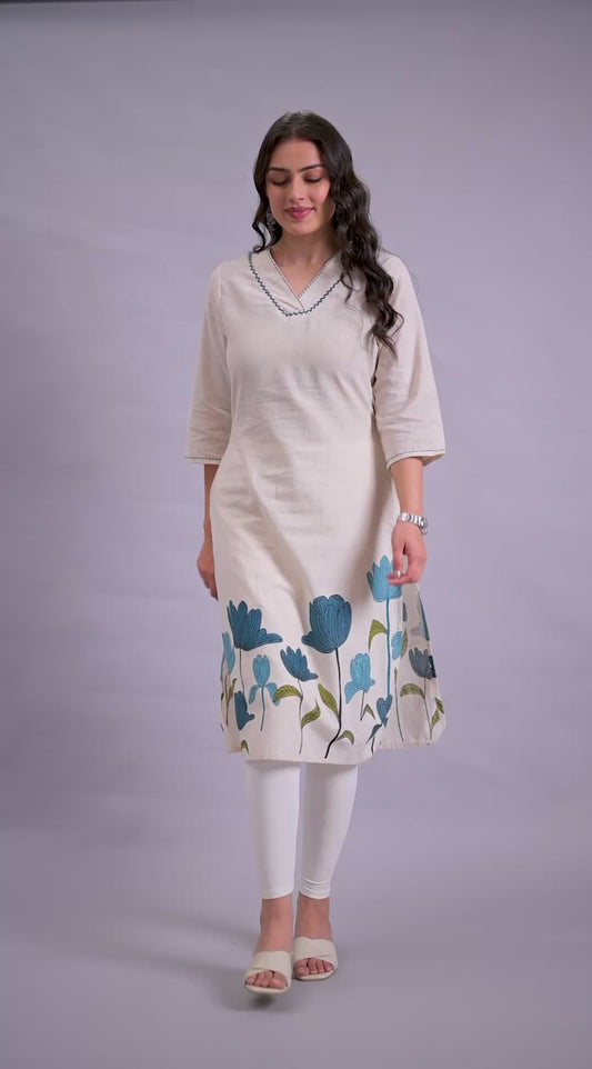 Knit Solid Off White Leggings
