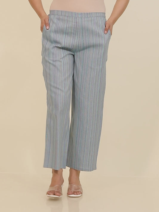 Blend Cotton Striped Pant