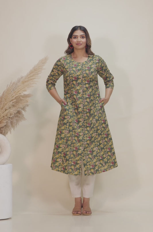 Kantha Cotton Floral Kurta