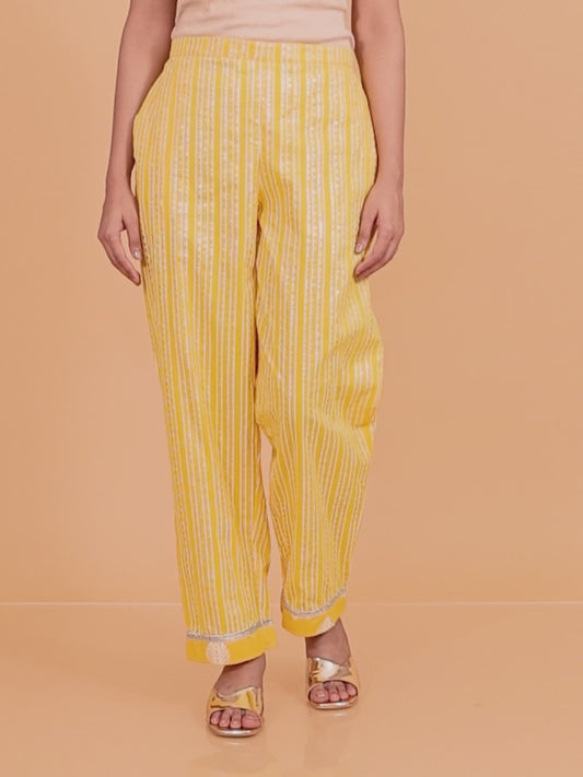 Soft Cotton Striped Crop Pant