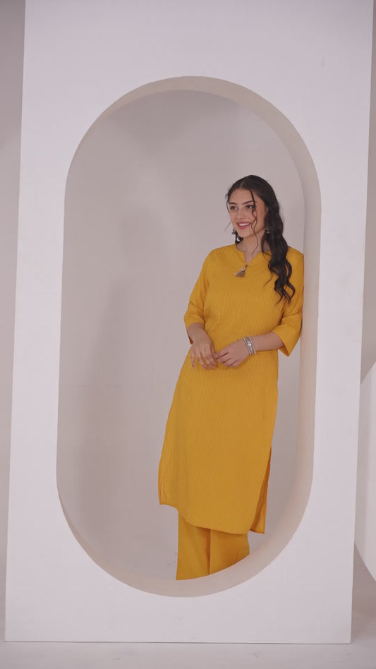 Soft cotton Solid Straight Yellow Kurta