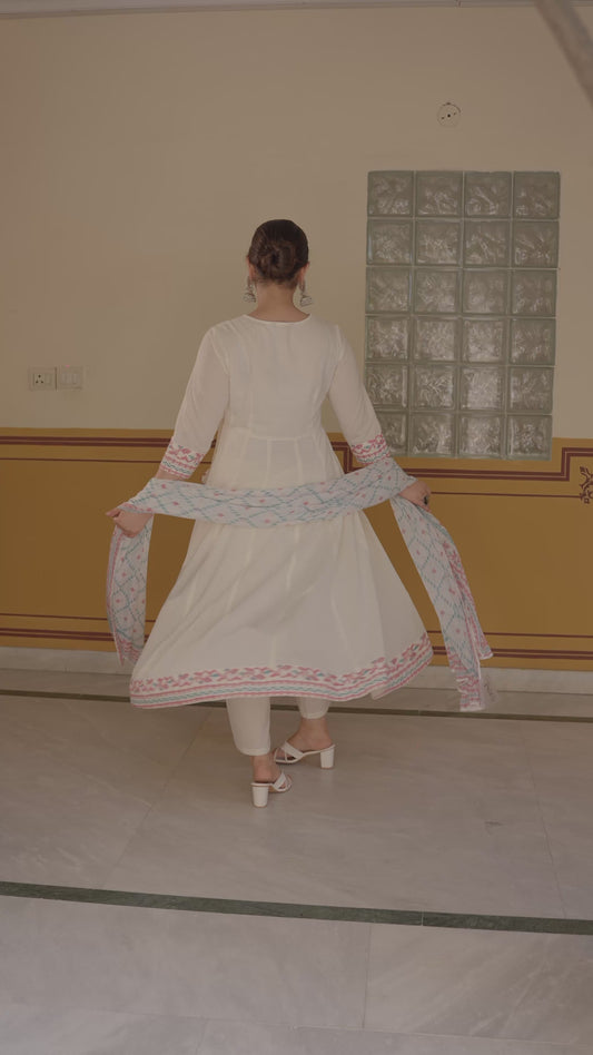 Soft Cotton Solid Angrakha Off White Kurta