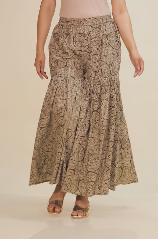 Soft Cotton Paisley Green Sharara