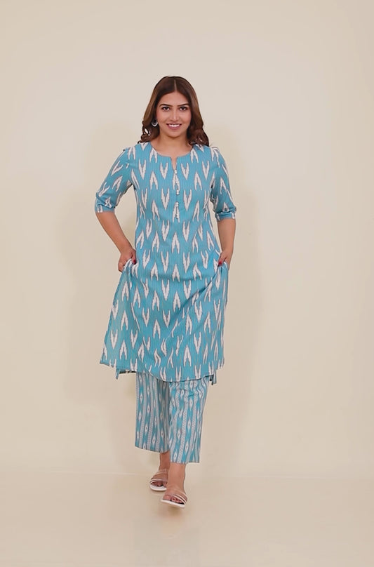 Kantha Cotton Ikat Kurta