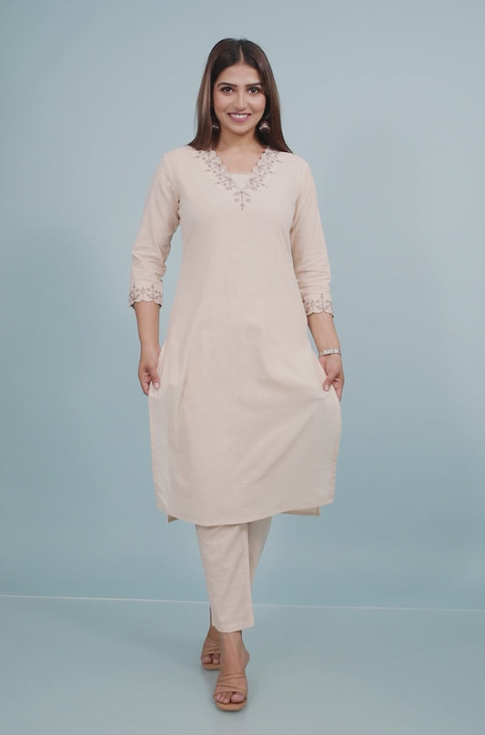 Linen Cotton Solid Kurta