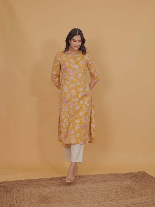 Linen Cotton Paisley Kurta