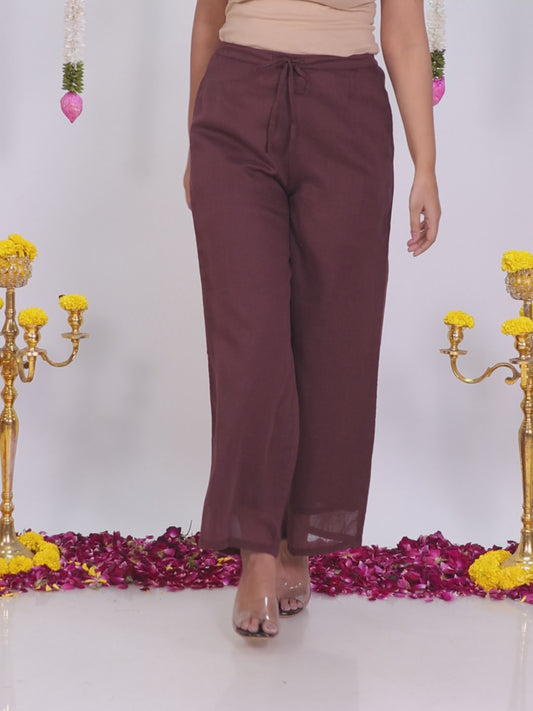 Cotton Voile Solid Brown Palazzo