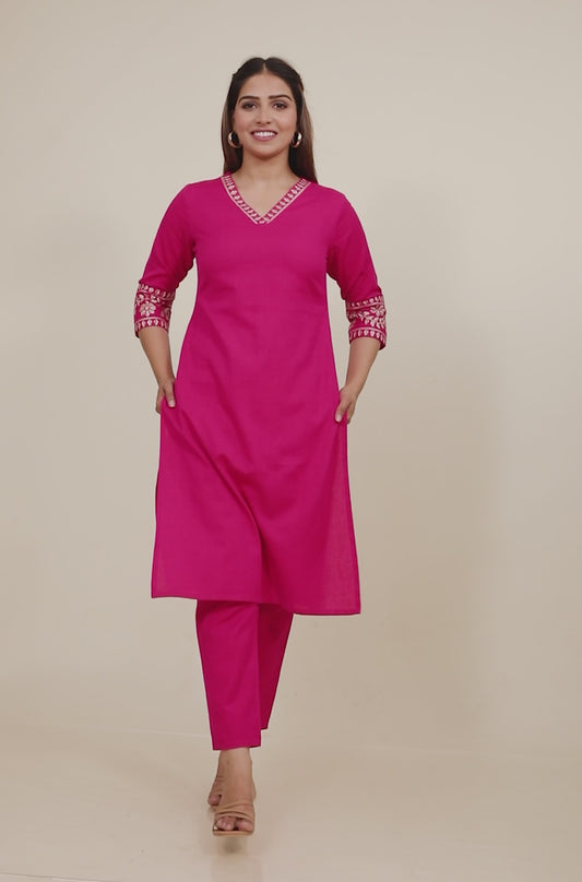 Linen Cotton Solid Kurta