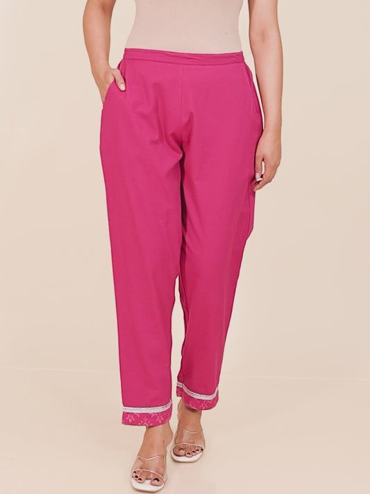 Linen Cotton Solid Crop Pant