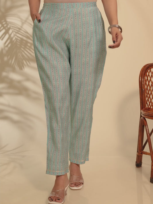 Muslin Striped Crop Pant