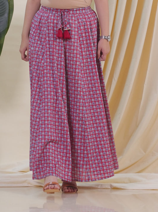 Soft Cotton Mughal Print Pink Skirt