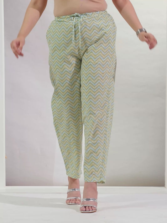 Soft Cotton Chevron Green Pant