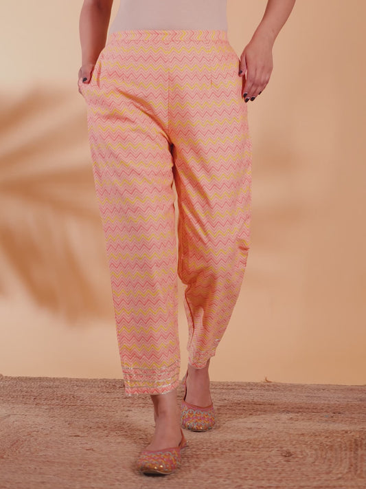 Linen Cotton Chevron Pant