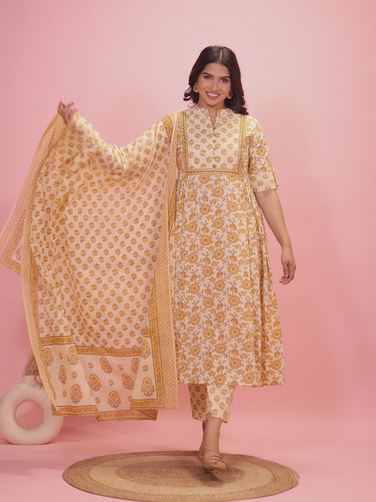 Soft Cotton Floral Kurta