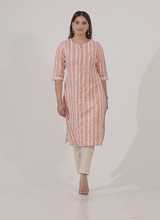 Linen Cotton Striped Kurta