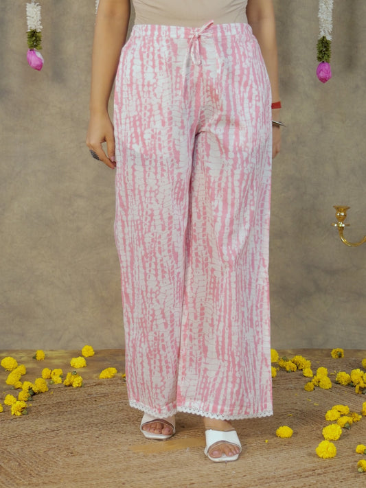 Soft Cotton Tie-Dye Pink Palazzo