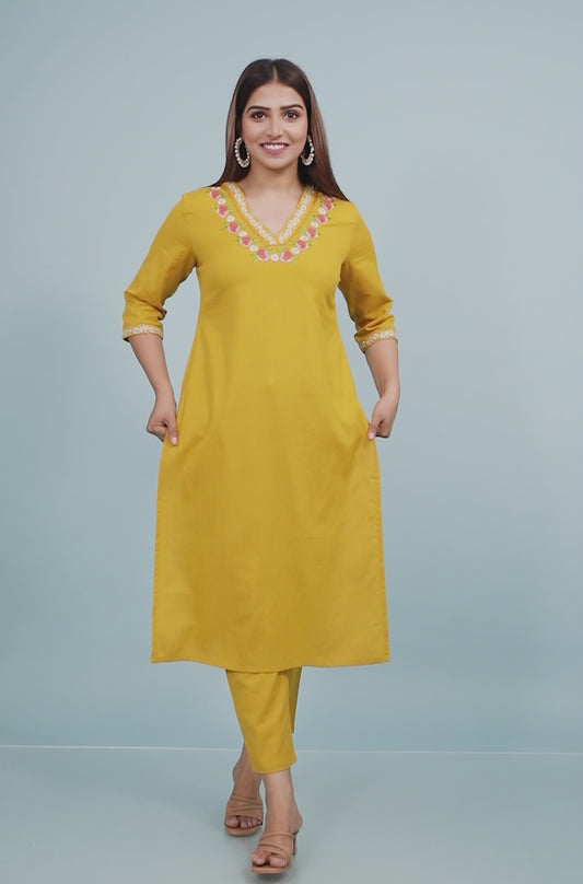 Linen Cotton Solid Kurta