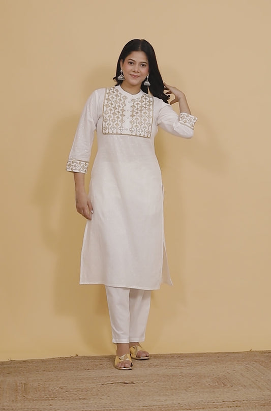 Textured Cotton Woven Design Kurta