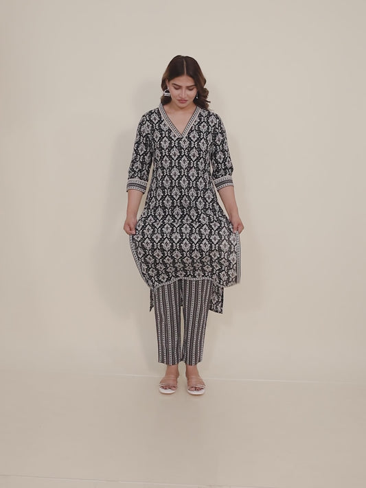 Kantha Cotton Ikat Kurta