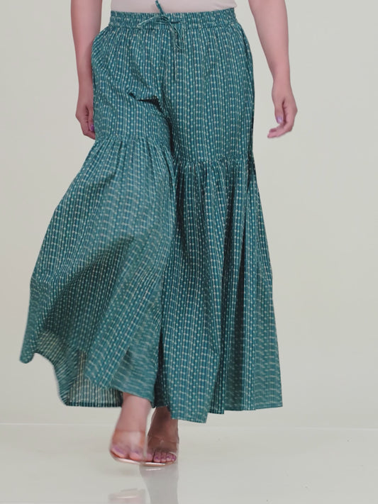 Soft Cotton Striped Teal Sharara