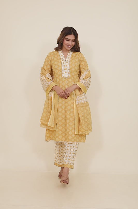 Soft Cotton Geometric Kurta