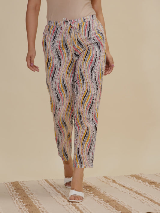 Soft Cotton Tribal Black Tapered Trousers