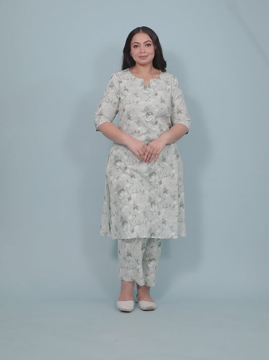 Kantha Cotton Floral Kurta