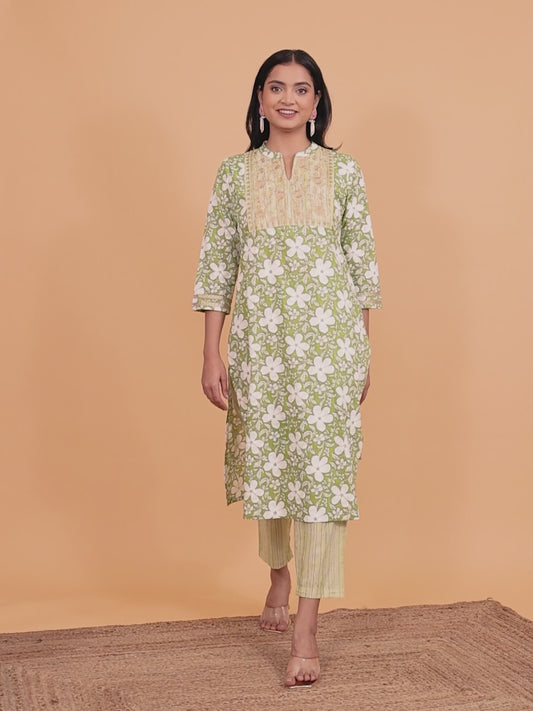 Soft Cotton Floral Kurta