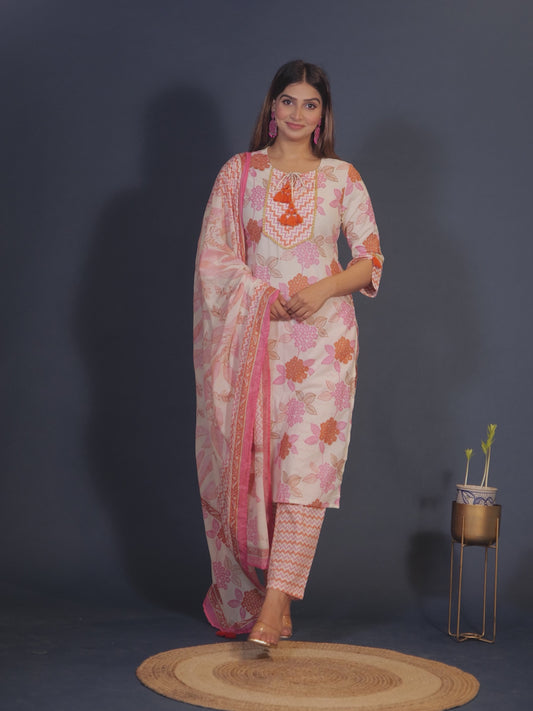 Soft Cotton Floral Kurta