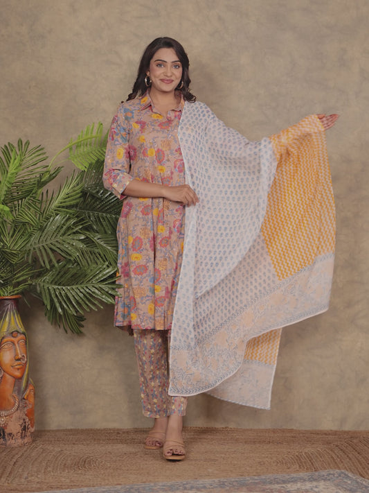 Soft Cotton Floral Kurta