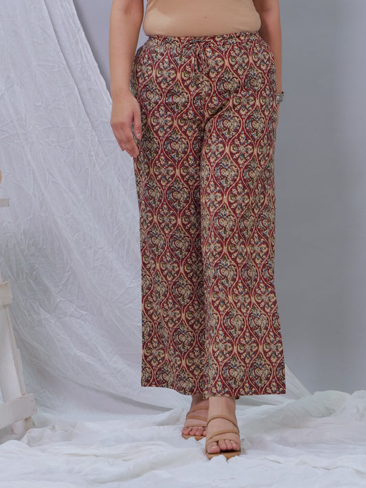 Soft Cotton Kalamkari Red Palazzo