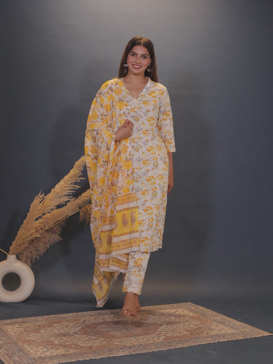 Textured Cotton Floral Kurta