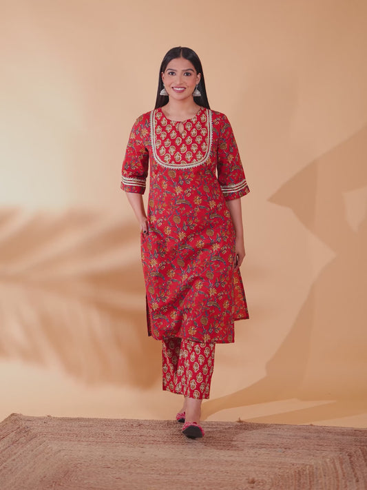 Soft Cotton Floral Kurta