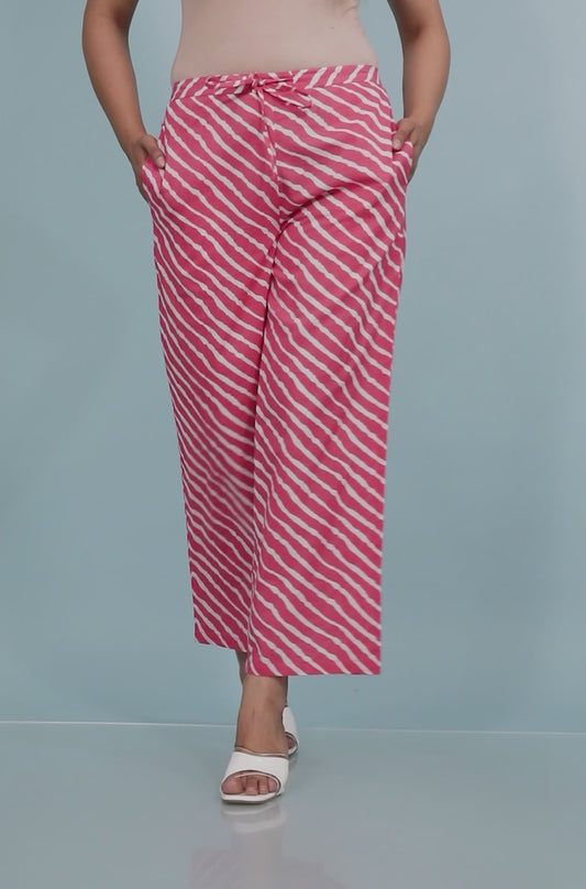 Soft Cotton Leheriya Pink Palazzo