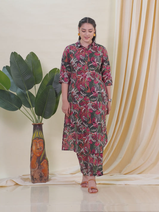 Soft Cotton Geometric Pathani Multicolor Kurta