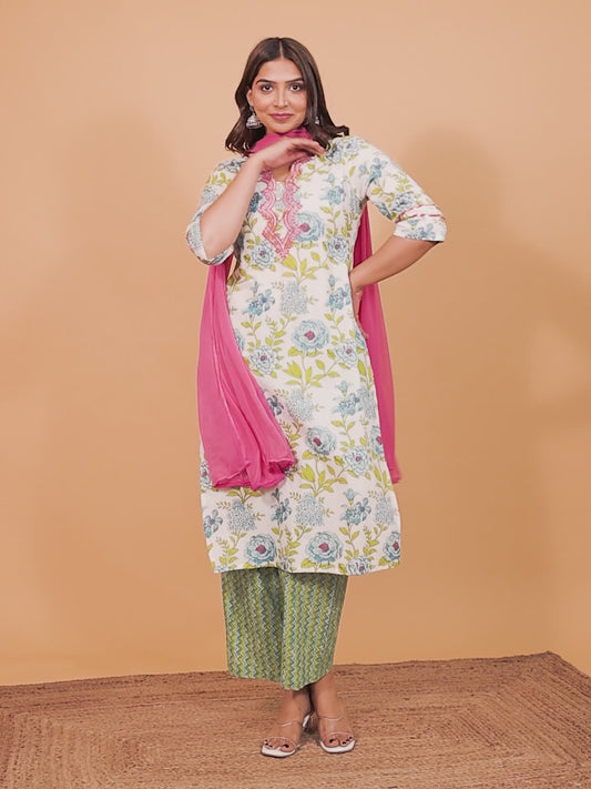 Soft Cotton Floral Kurta