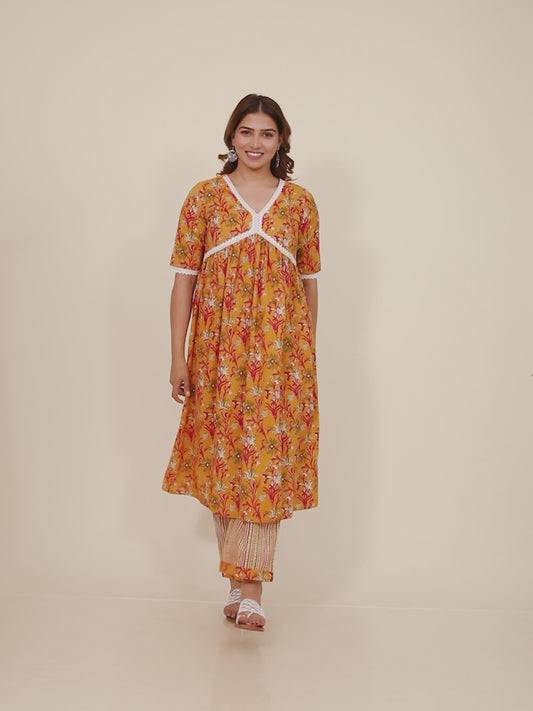 Soft Cotton Floral Kurta