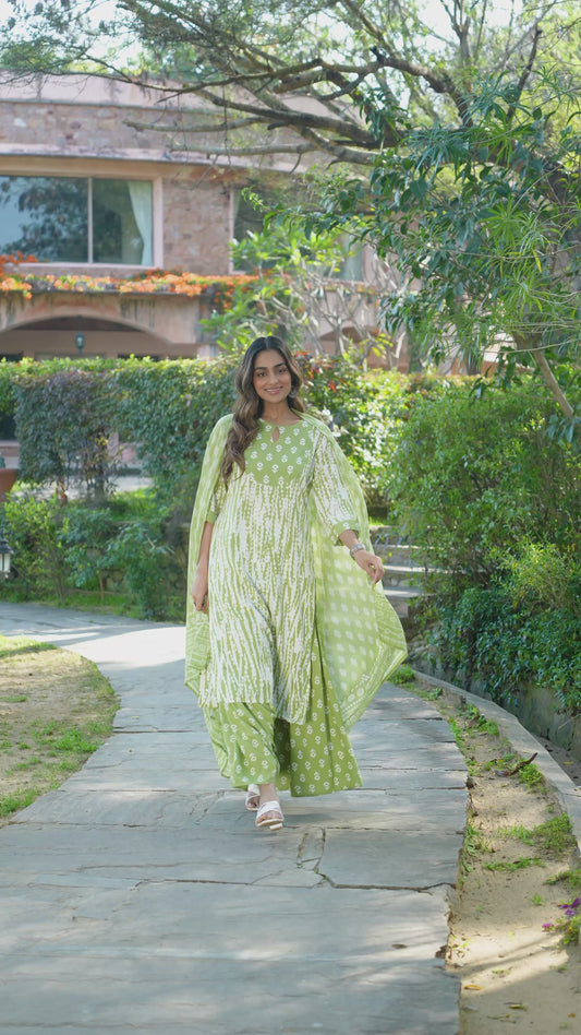 Viscose Tie-Dye Green Kurta