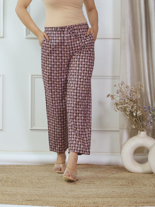 Soft Cotton Ajrakh Black Straight Trousers