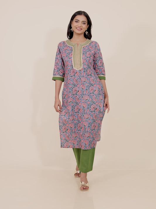 Soft Cotton Floral Kurta