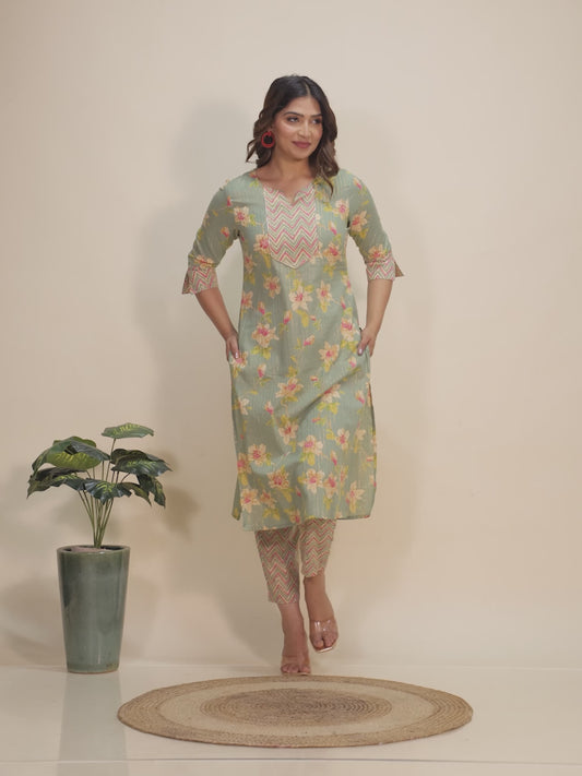 Lurex Cotton Floral Kurta