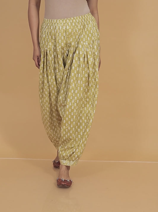 Soft Cotton Floral Yellow Salwar