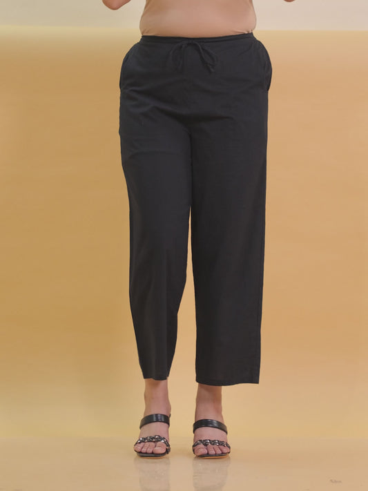 Soft Cotton Floral Purple Tapered Trousers