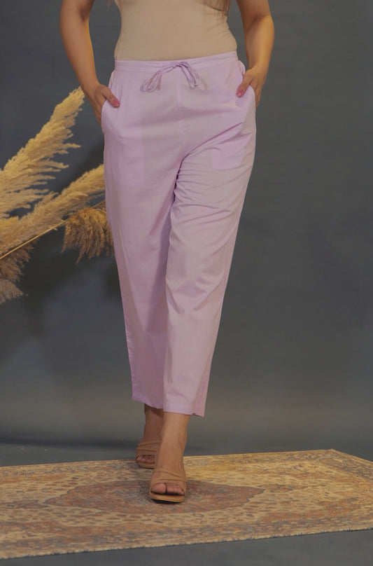 Soft Cotton Solid Pink Pant