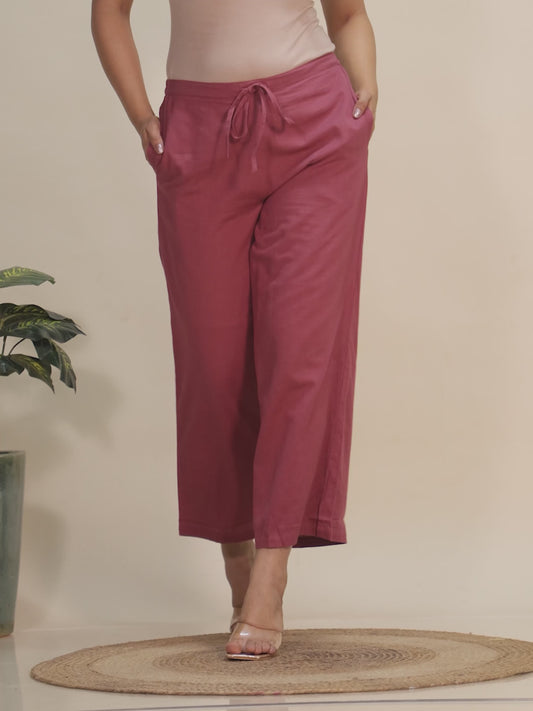 Linen Cotton Solid Cropped Palazzo