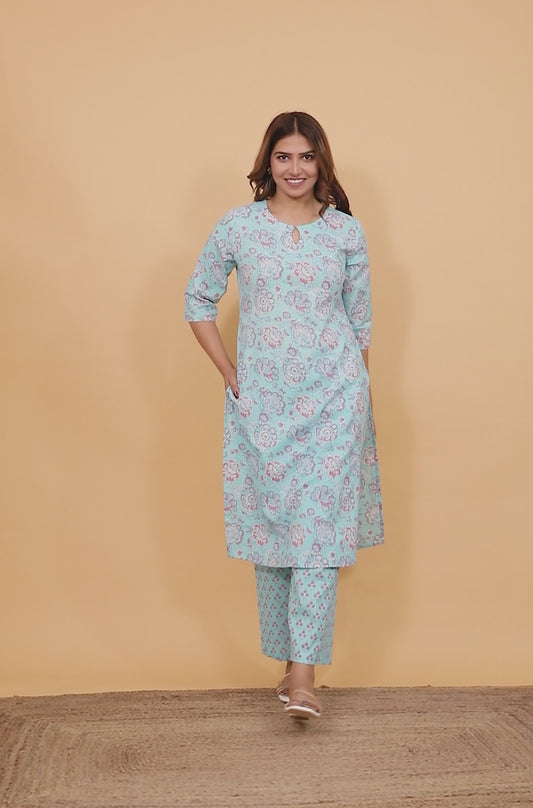 Kantha Cotton Floral Kurta