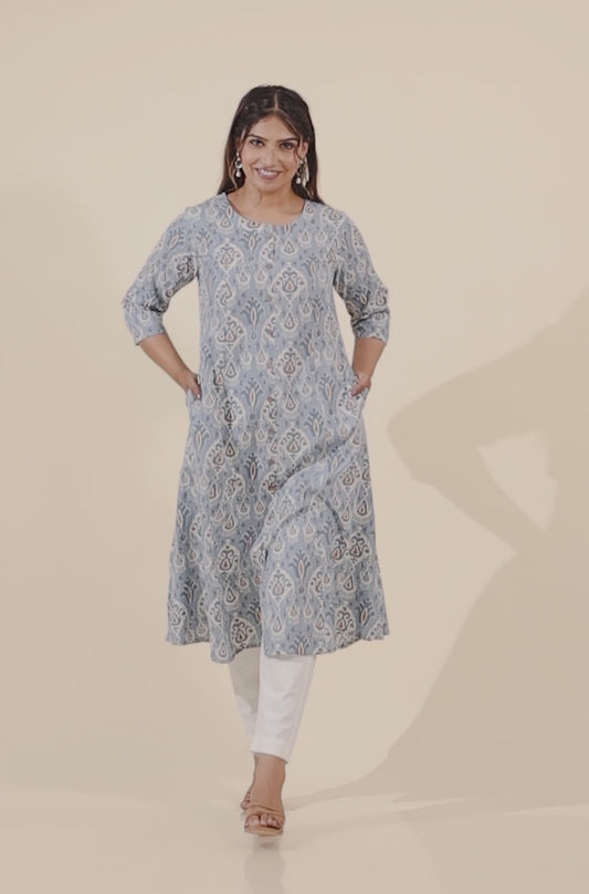 Linen Cotton Ikat Kurta