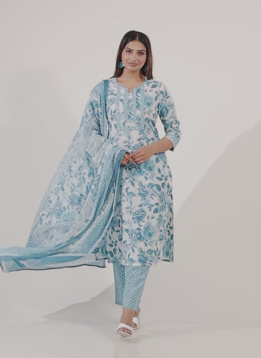 Soft Cotton Floral Kurta